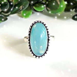 .925 Aqua Chalcedony Ring